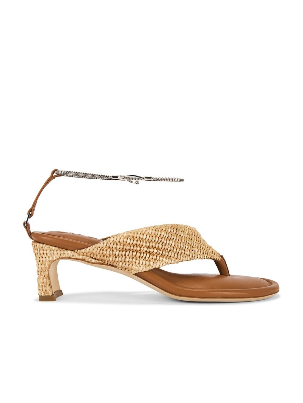NWT BY FAR Dasha Raffia Heel Sandal in Natural - Picture 2 of 16